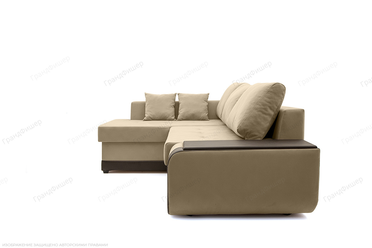 Бежевый угловой диван Нью-Йорк-2 Maserati Beige + Sontex Umber Вид сбоку