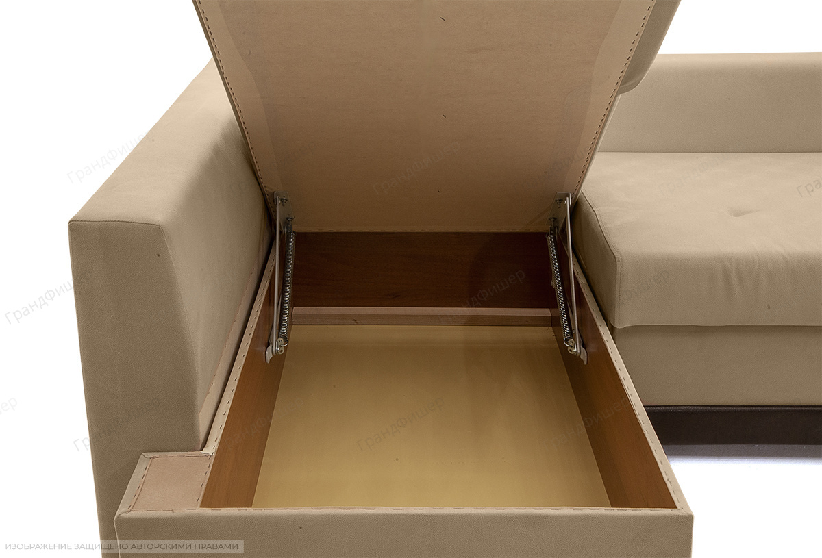 Бежевый угловой диван Нью-Йорк-2 Maserati Beige + Sontex Umber Ящик для белья