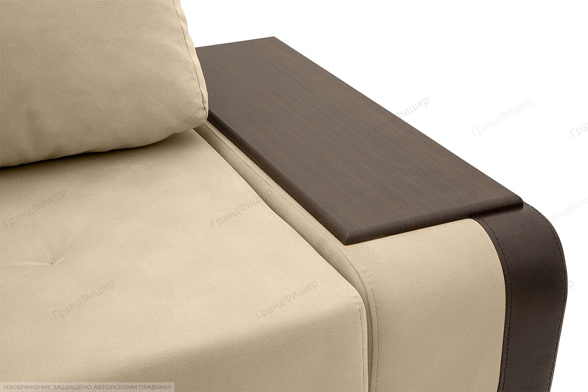 Бежевый угловой диван Нью-Йорк-2 Maserati Beige + Sontex Umber Подлокотник