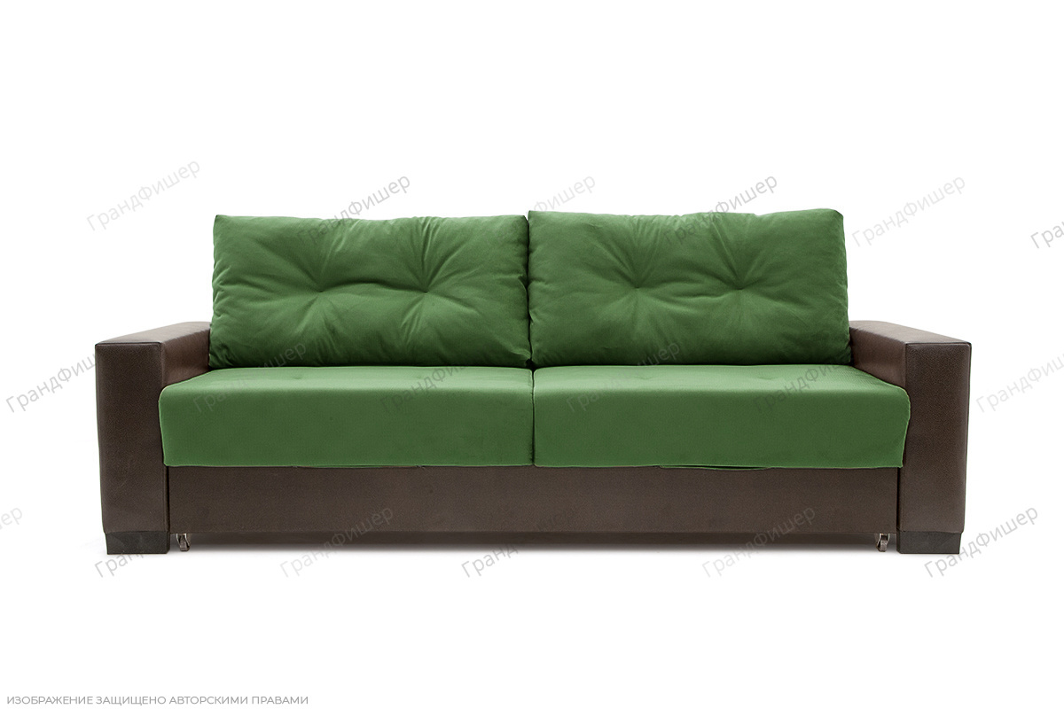 Прямой диван Хлоя Maserati Green + Sontex Umber Вид спереди