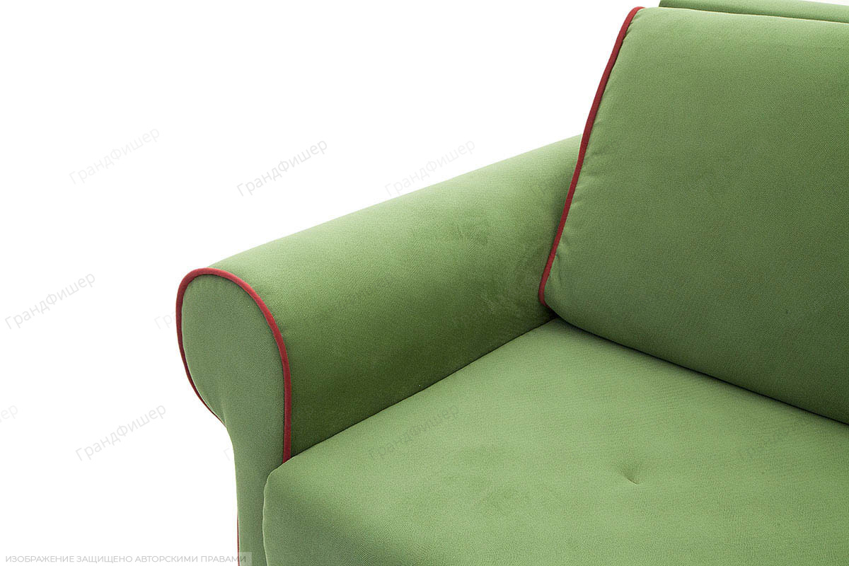 Зеленый диван Олимп Maserati Green + Red Подлокотник