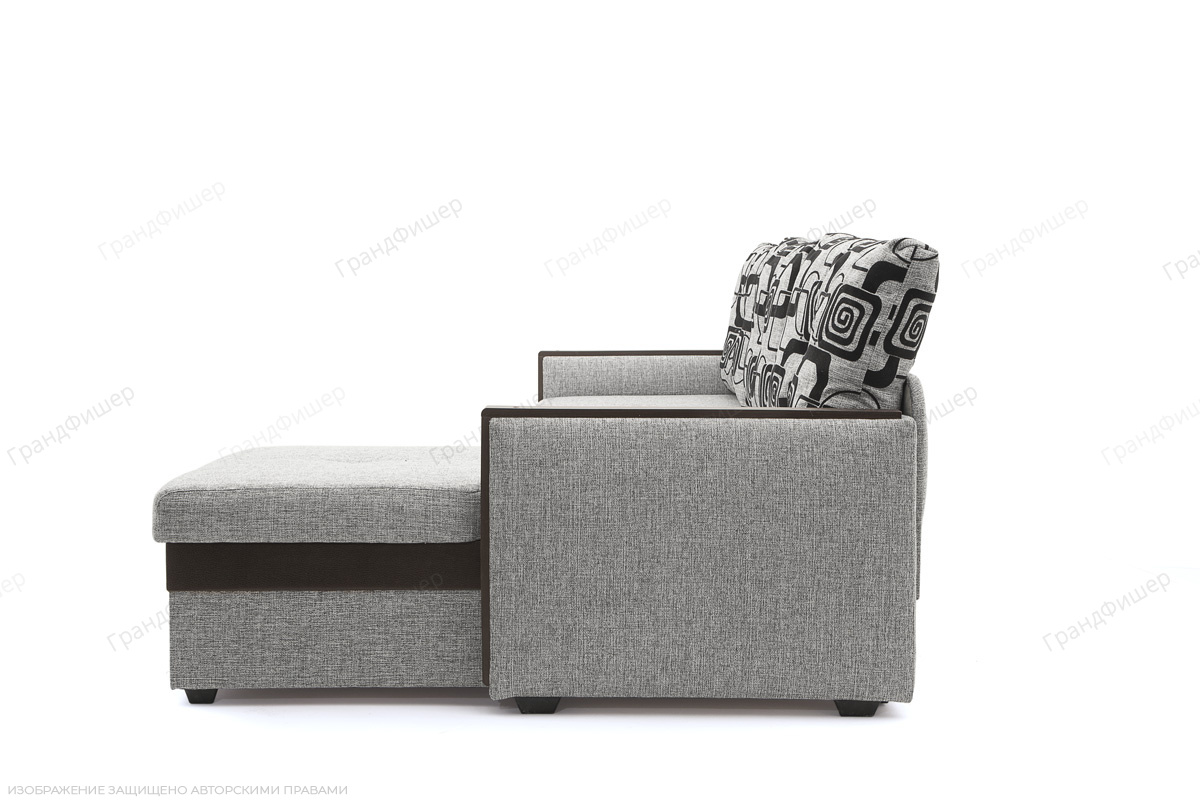 Серый угловой диван Джексон с накладками МДФ Big Grey + TV Вид сбоку