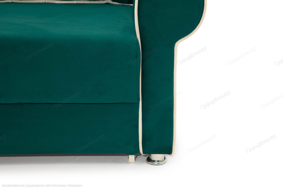 Дешевый диван Милфорд Velutto Emerald + Velutto White Ножки