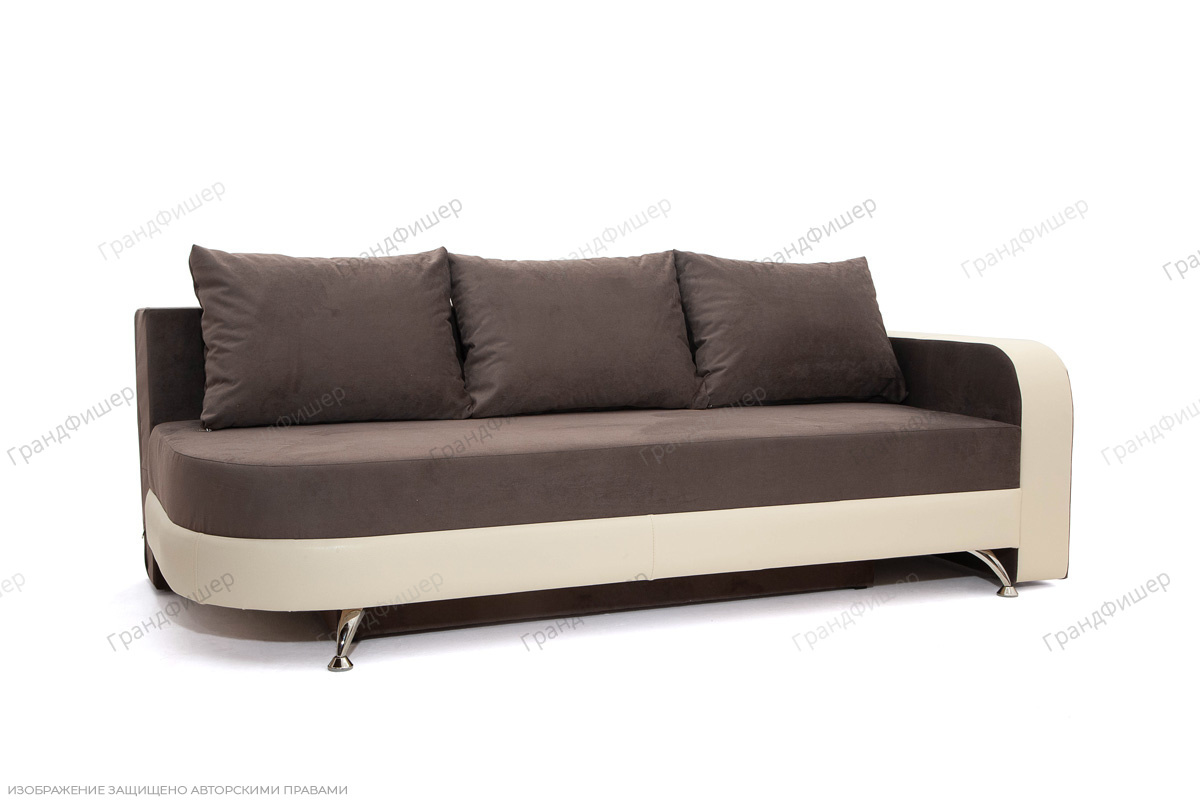 Пружинный диван Прага-3 Amigo Chocolate + Sontex Beige Вид по диагонали