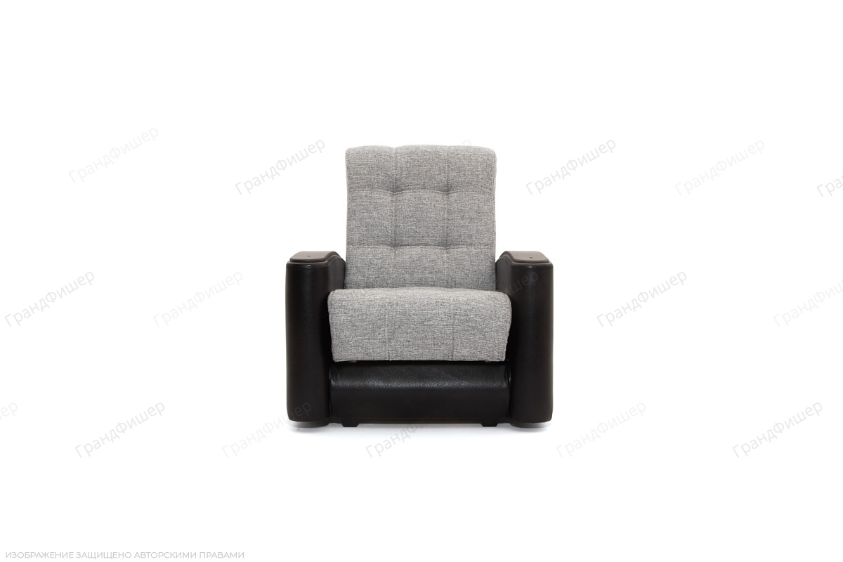 Нераскладной офисный диван Вито-3 Big Grey + Sontex Black Вид спереди
