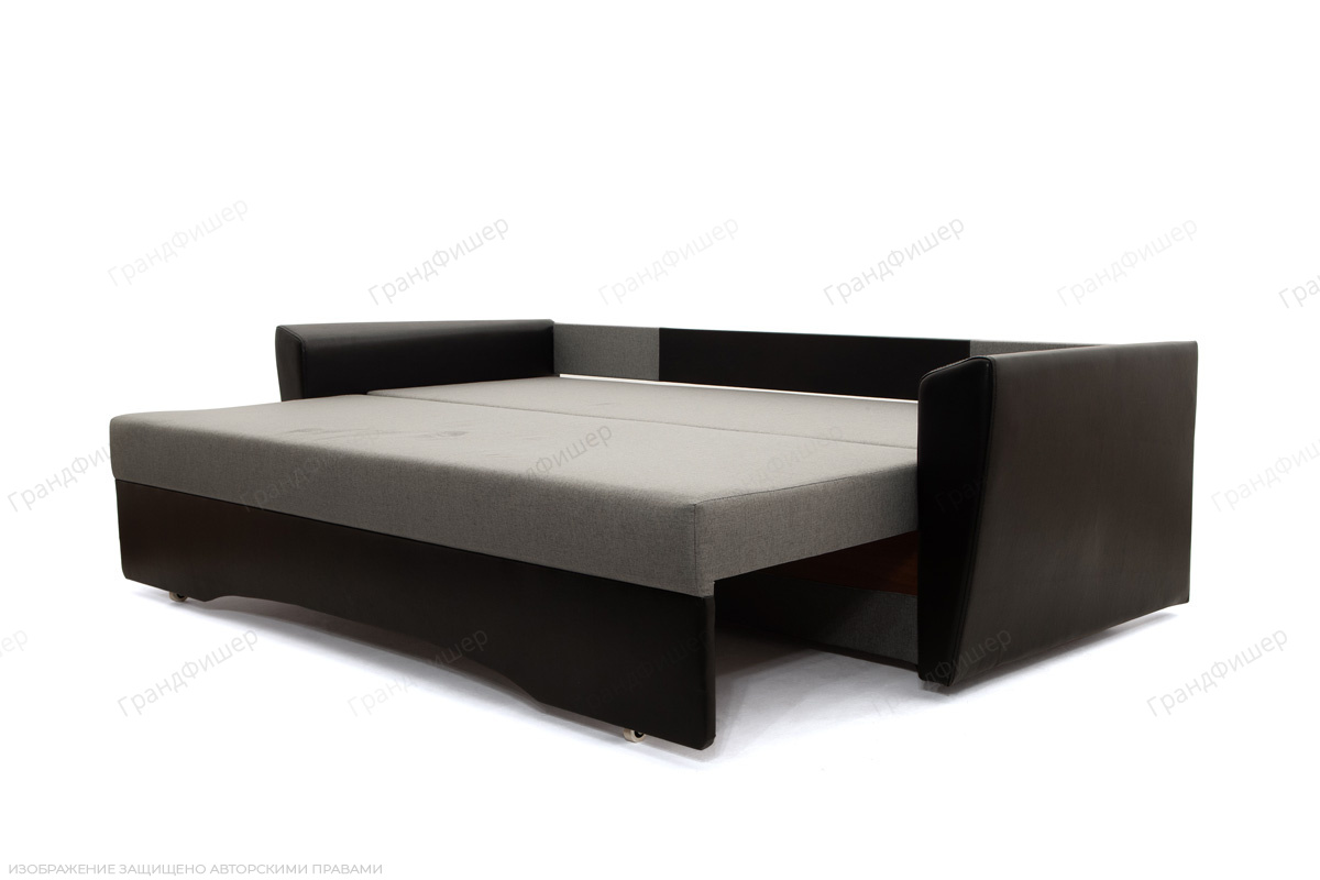 Прямой диван Амстердам эконом Dream Grey + Sontex Black Спальное место