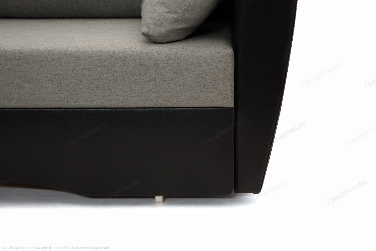 Прямой диван Амстердам эконом Dream Grey + Sontex Black Ножки