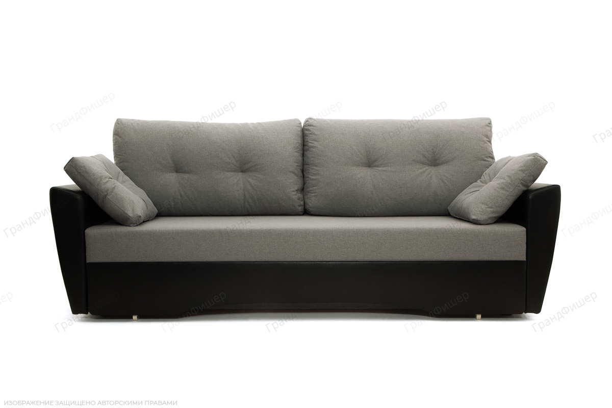 Прямой диван Амстердам эконом Dream Grey + Sontex Black Вид спереди
