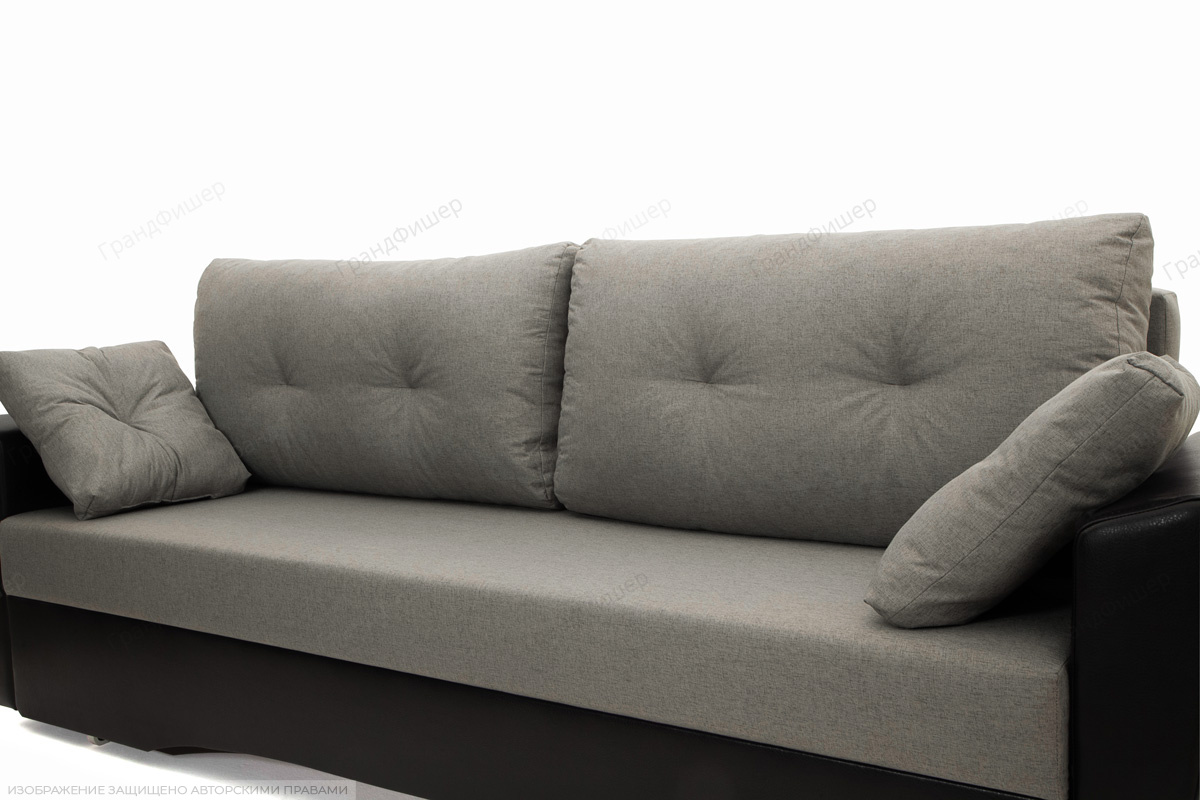 Прямой диван Амстердам эконом Dream Grey + Sontex Black Подушки