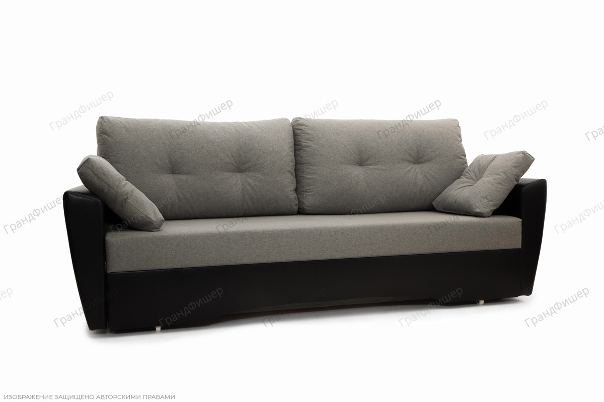 Прямой диван Амстердам эконом Dream Grey + Sontex Black Вид по диагонали