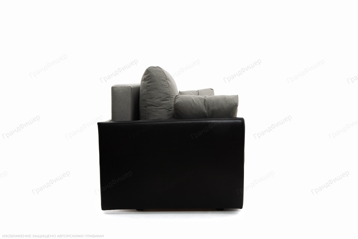 Прямой диван Амстердам эконом Dream Grey + Sontex Black Вид сбоку