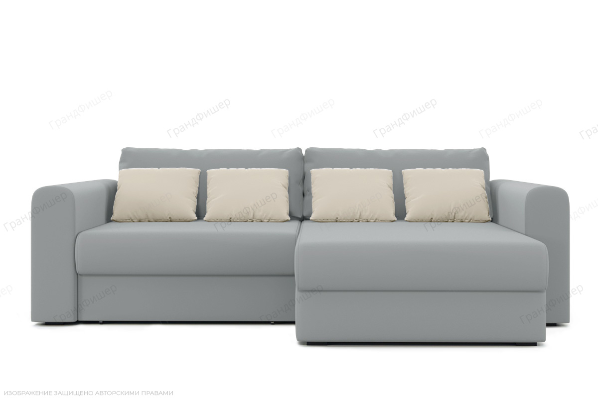 Серый угловой диван Модена 1А Zara Steel 52 Вид спереди