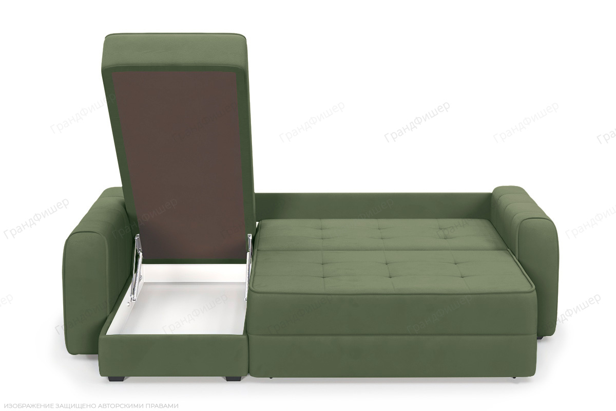 Угловой диван Кайман-12 Энерджи Лайт 810_13 Зеленый Ящик для белья