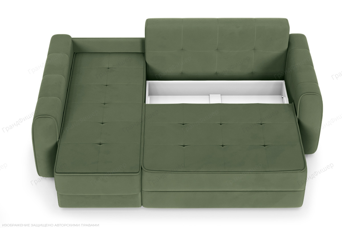 Угловой диван Кайман-12 Энерджи Лайт 810_13 Зеленый Ящик для белья