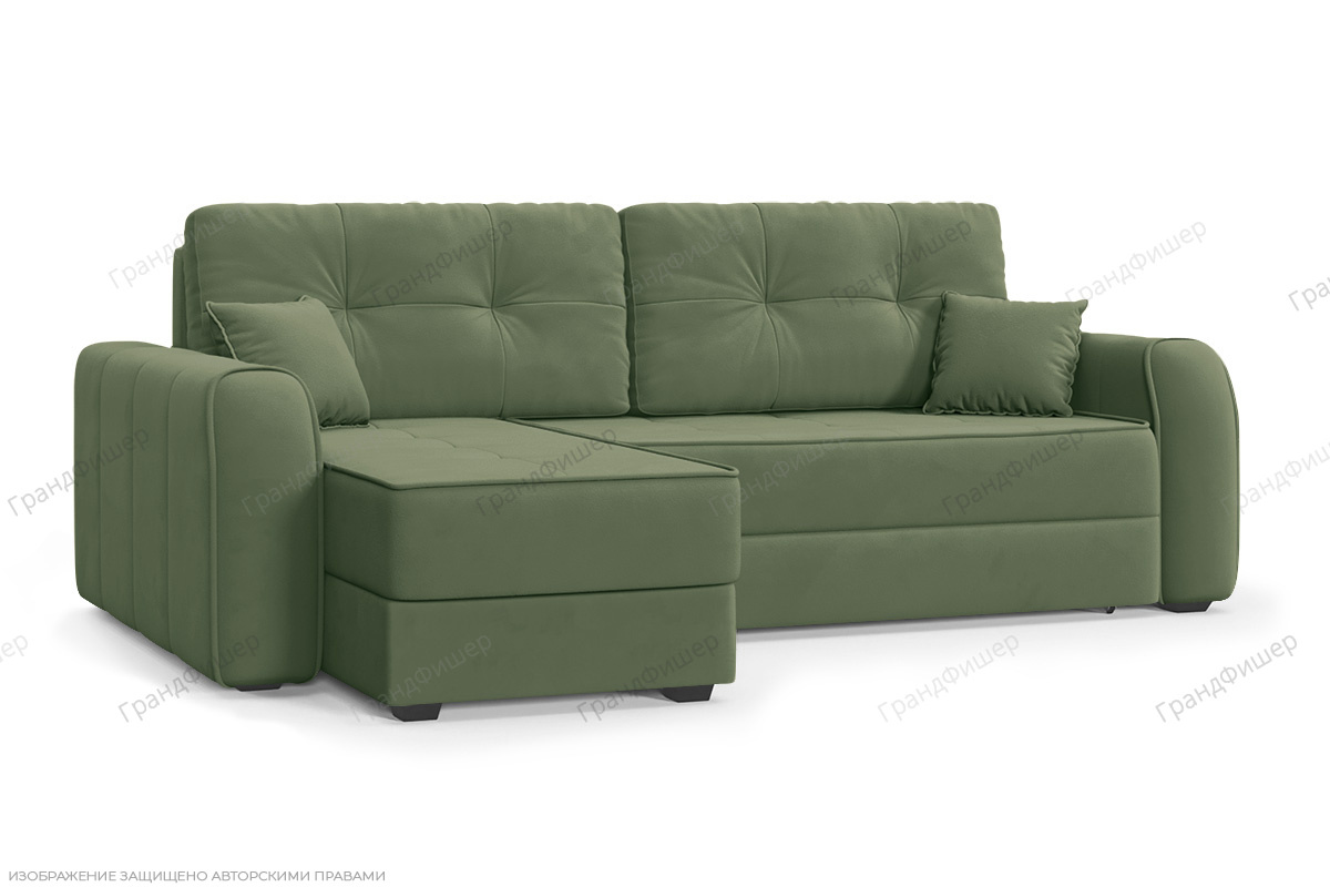 Угловой диван Кайман-12 Энерджи Лайт 810_13 Зеленый Вид по диагонали