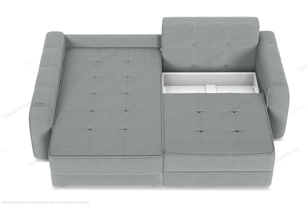 Угловой диван Кайман-13 Zara Steel 52 Ящик для белья
