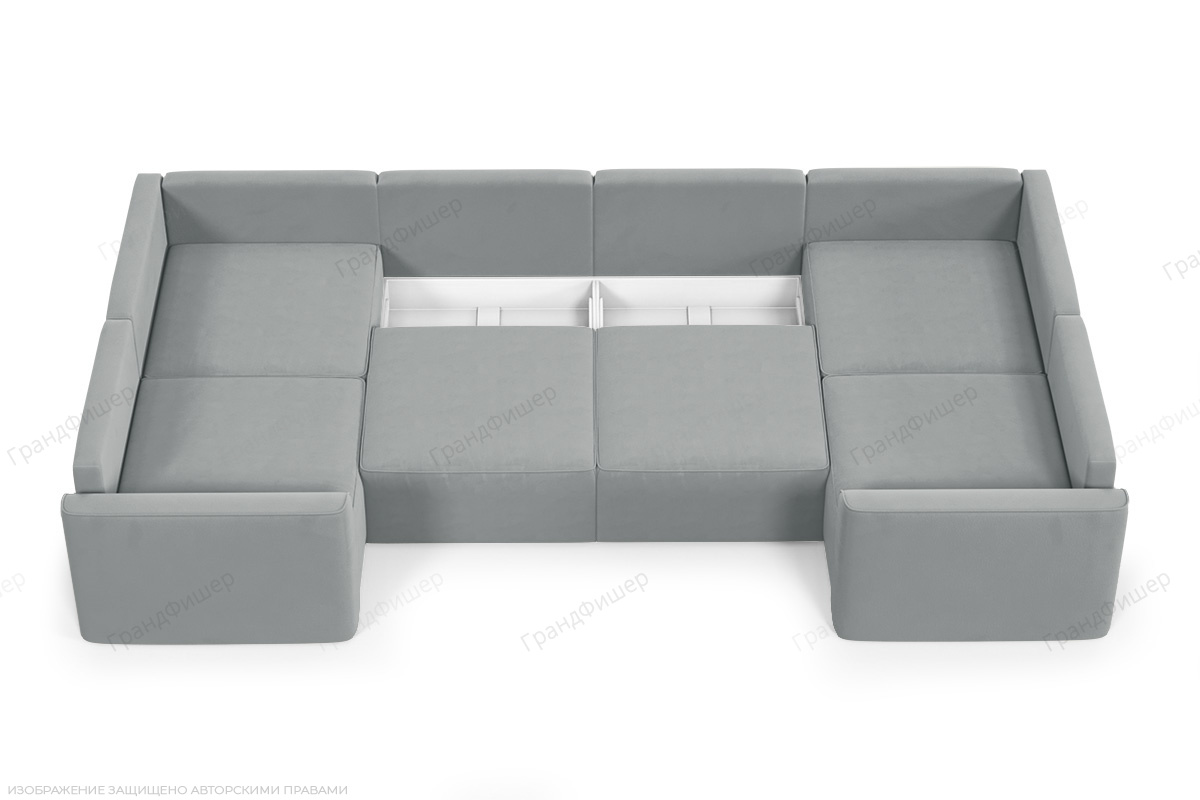 Угловой диван Моди 1У2У1 Zara Steel 52 Ящик для белья