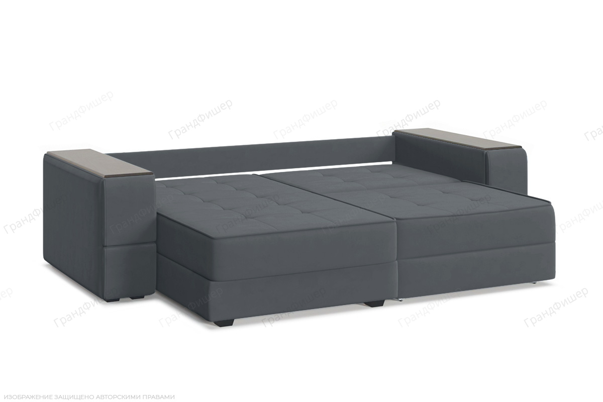 Угловой диван Кайман-5 с ящиками и столом Энерджи Лайт 810_19 Серый Спальное место