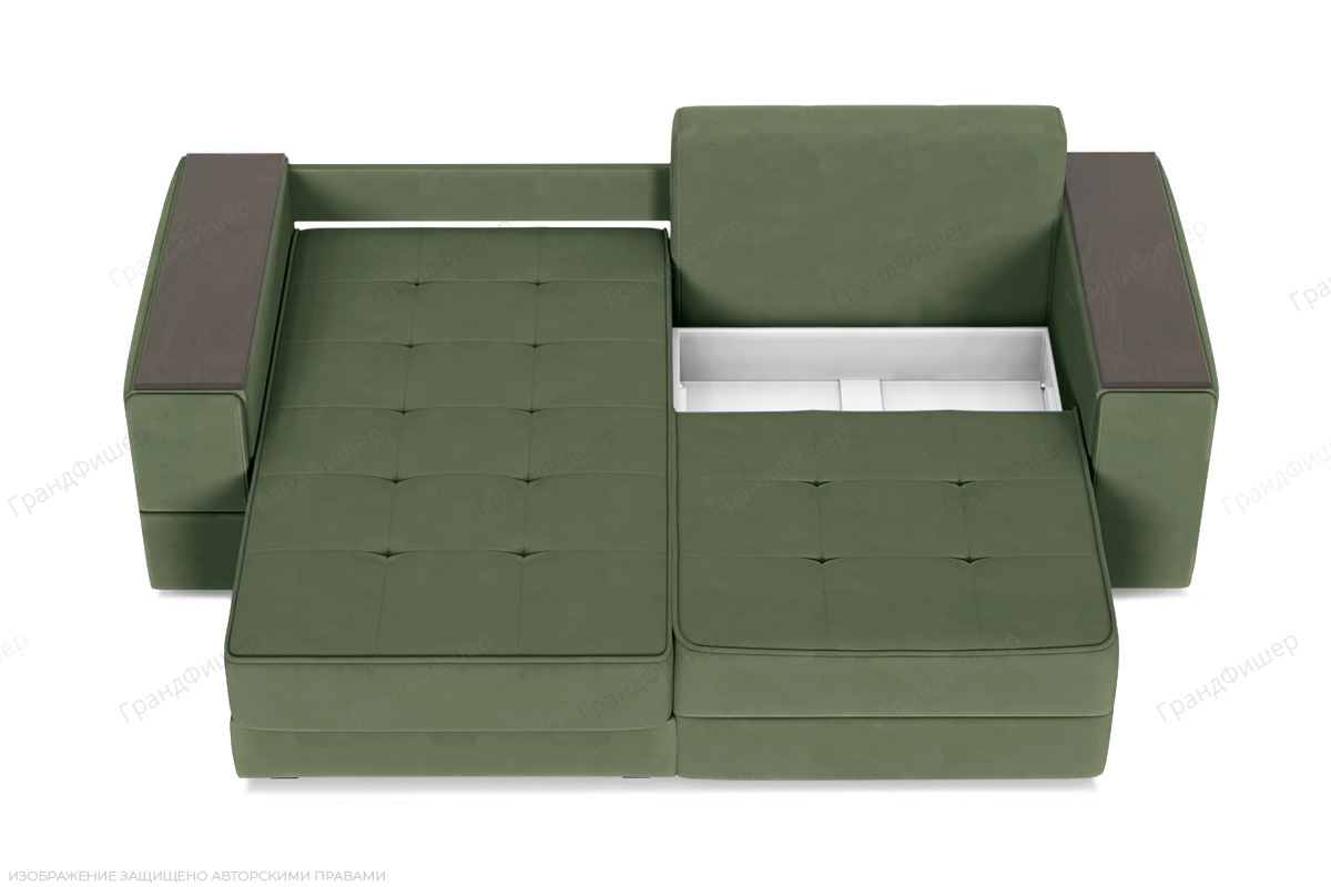 Угловой диван Кайман-5 с ящиками и столом Энерджи Лайт 810_13 Зеленый Ящик для белья
