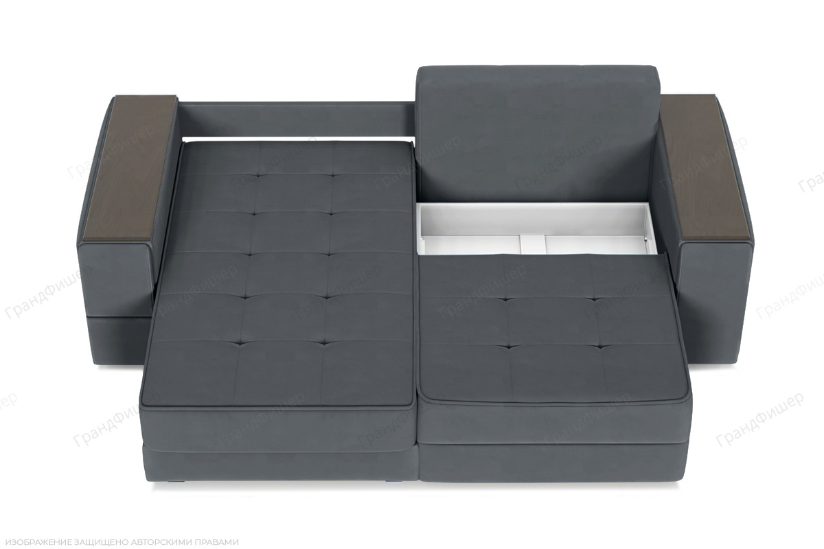 Угловой диван Кайман-5 с ящиками и столом Энерджи Лайт 810_19 Серый Ящик для белья
