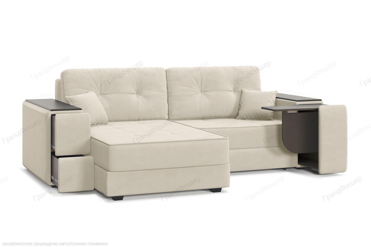 Угловой диван Кайман-5 с ящиками и столом Энерджи Лайт 810_2 Вид по диагонали
