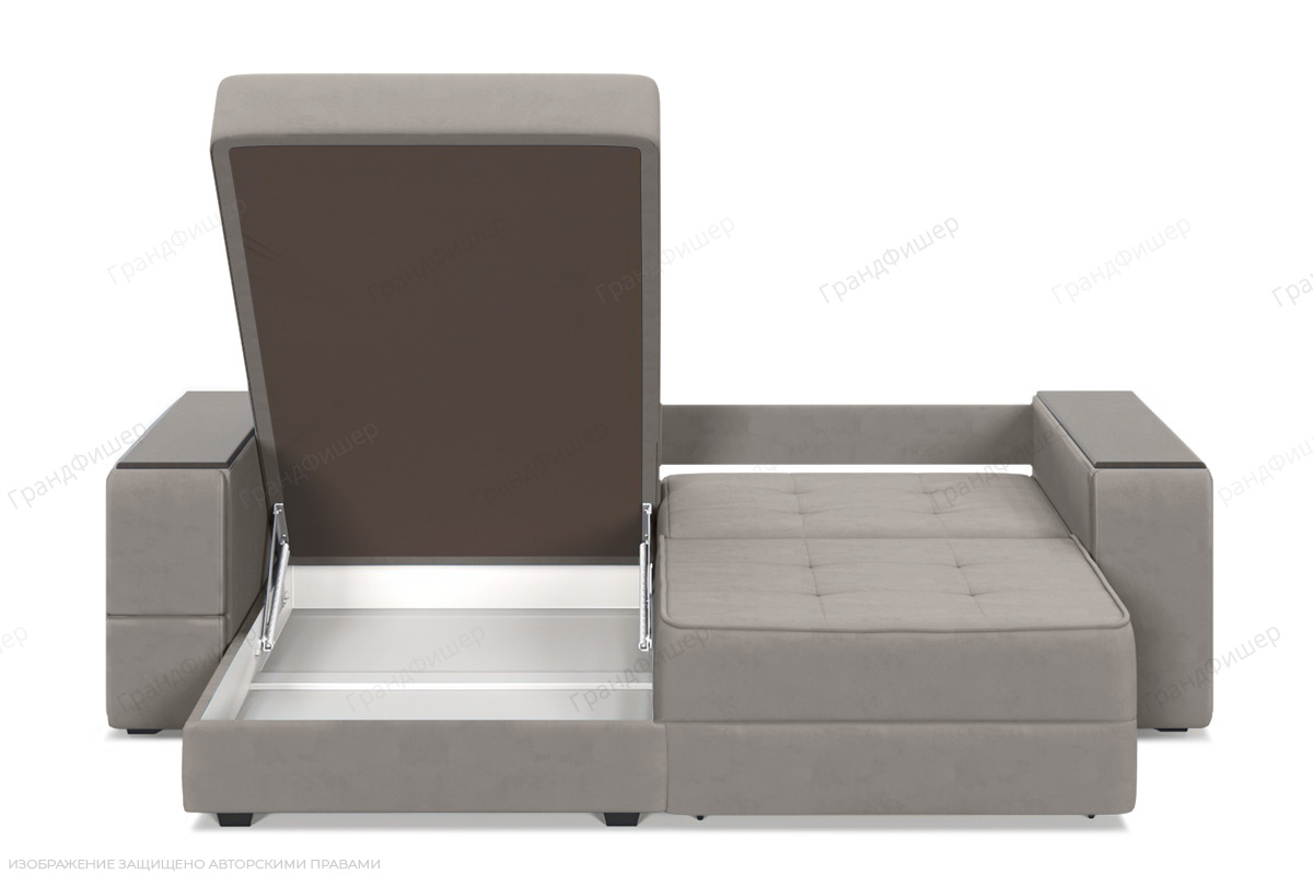 Угловой диван Кайман-5 с ящиками и столом Энерджи Лайт 810_16 (Бежево-серый) Ящик для белья