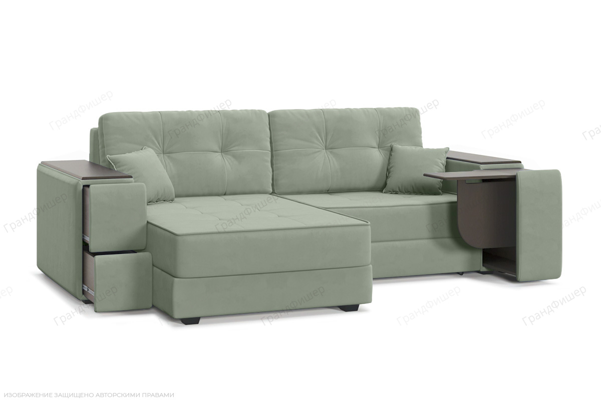 Угловой диван Кайман-5 с ящиками и столом Zara Olivo 30 Вид по диагонали