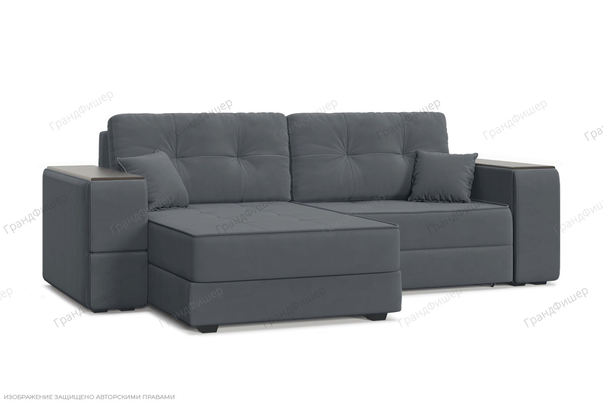 Угловой диван Кайман-5 с ящиками и столом Энерджи Лайт 810_19 Серый Вид по диагонали