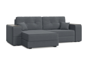 Угловой диван Кайман-5 с ящиками и столом Энерджи Лайт 810_19 Серый Вид по диагонали