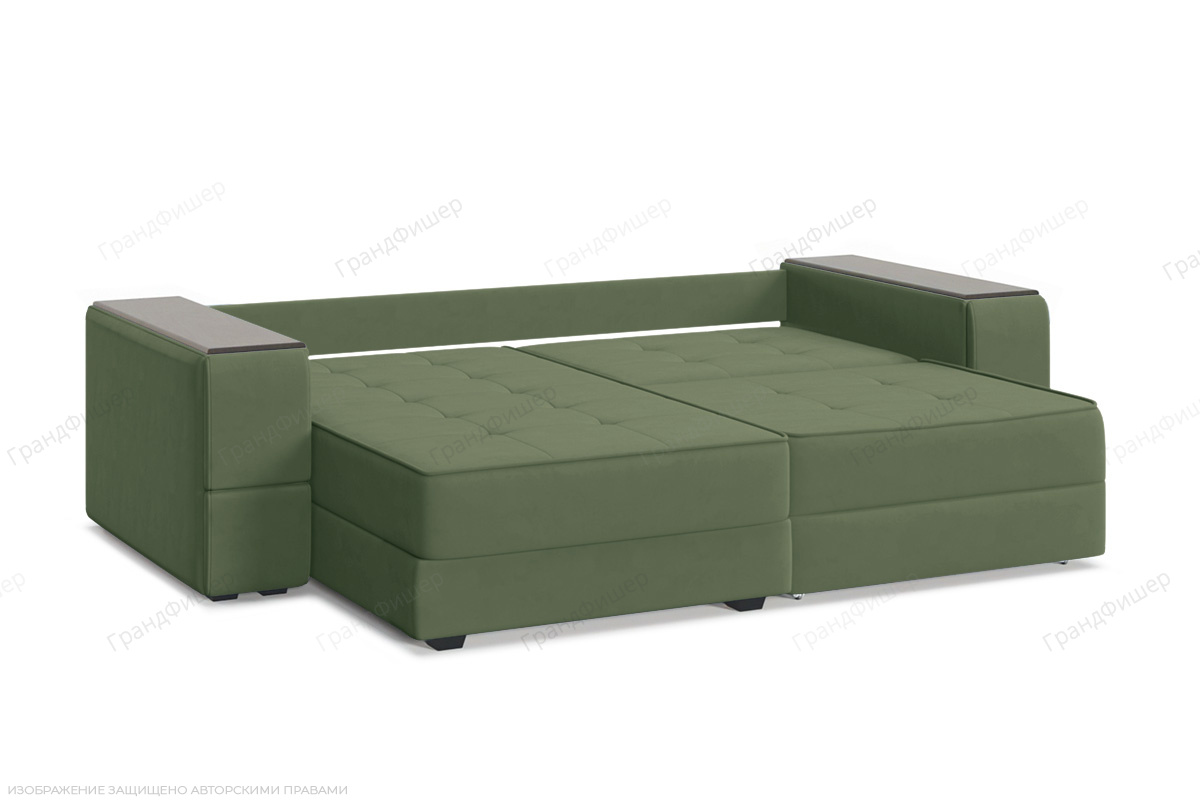 Угловой диван Кайман-5 с ящиками и столом Энерджи Лайт 810_13 Зеленый Спальное место