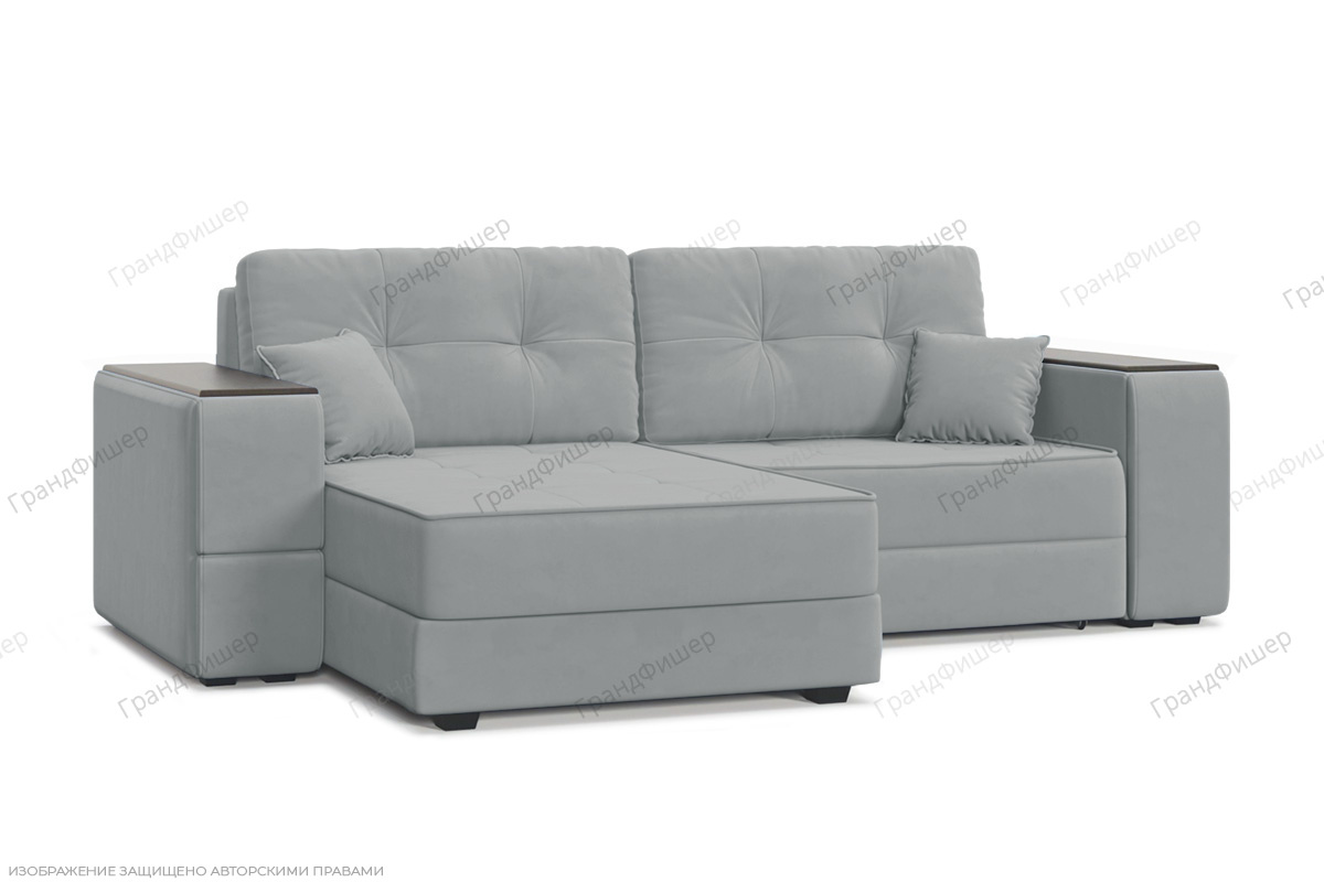 Угловой диван Кайман-5 с ящиками и столом Zara Steel 52 Вид по диагонали