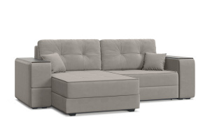 Угловой диван Кайман-5 с ящиками и столом Энерджи Лайт 810_16 (Бежево-серый) Вид по диагонали