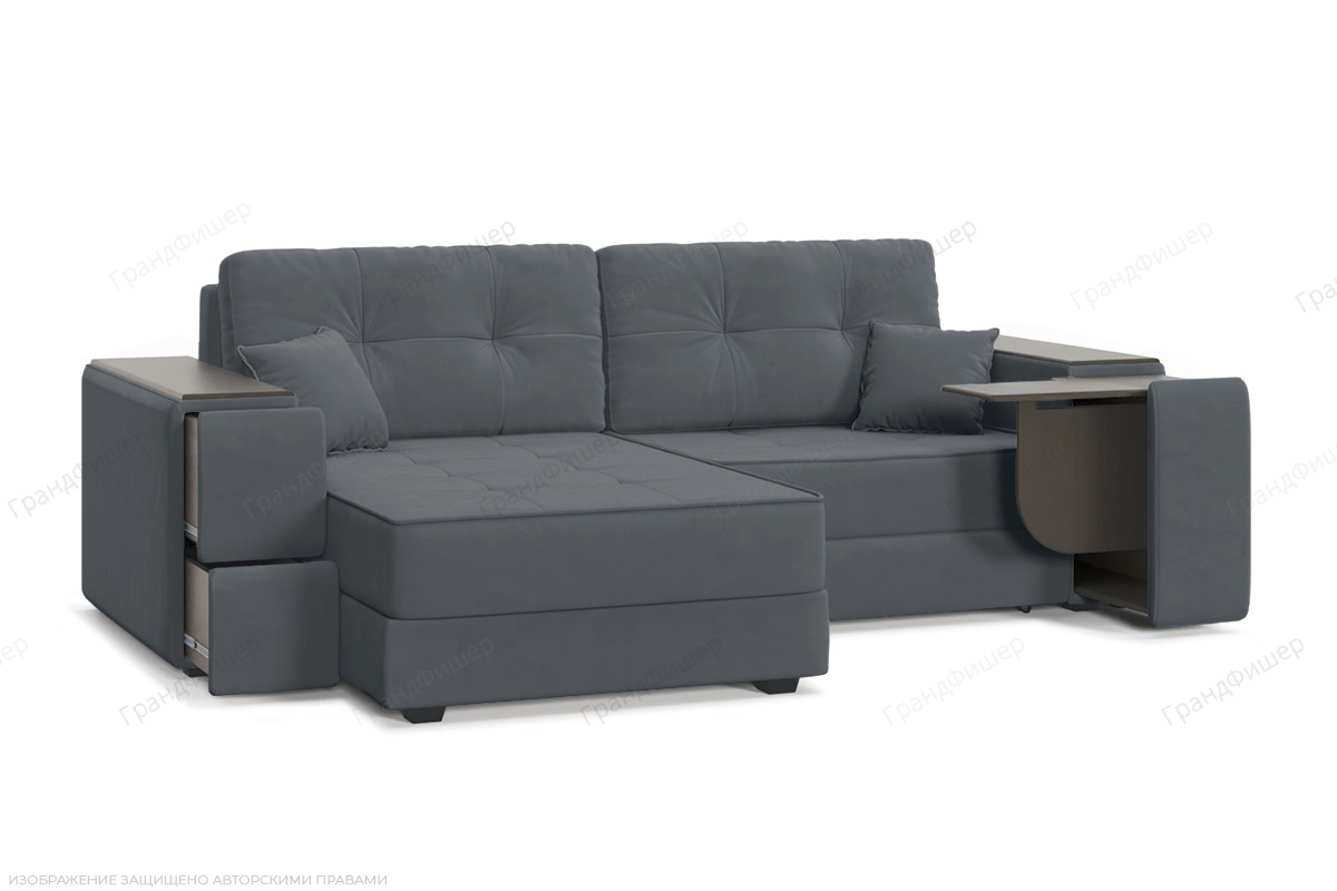 Угловой диван Кайман-5 с ящиками и столом Энерджи Лайт 810_19 Серый Вид по диагонали