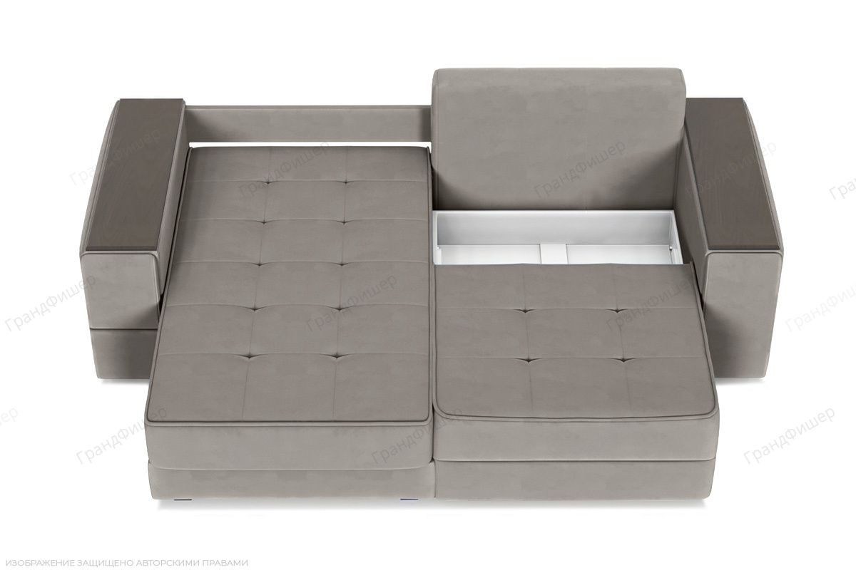 Угловой диван Кайман-5 с ящиками и столом Энерджи Лайт 810_16 (Бежево-серый) Ящик для белья