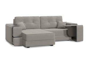 Угловой диван Кайман-5 с ящиками и столом Энерджи Лайт 810_16 (Бежево-серый) Вид по диагонали