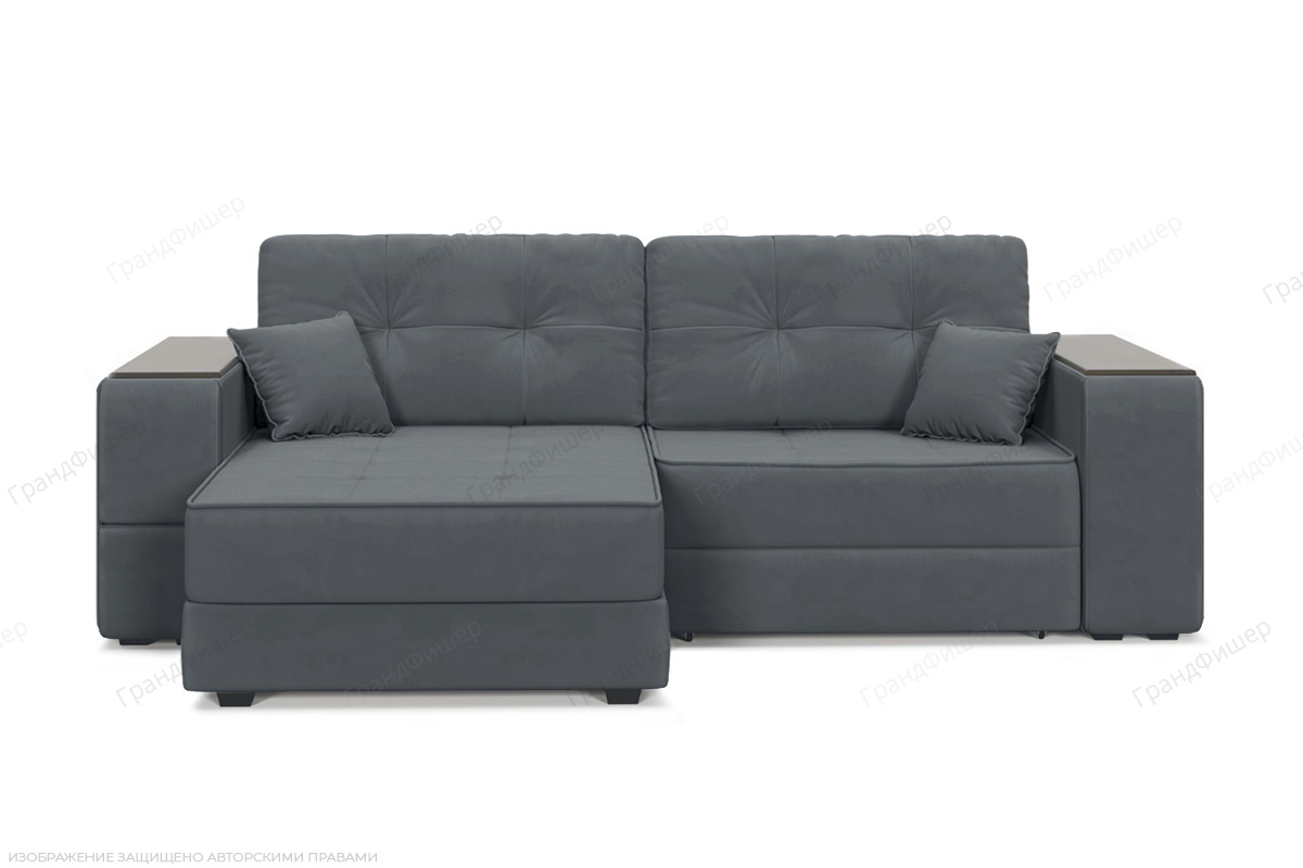 Угловой диван Кайман-5 с ящиками и столом Энерджи Лайт 810_19 Серый Вид спереди