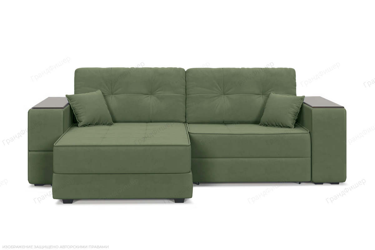 Угловой диван Кайман-5 с ящиками и столом Энерджи Лайт 810_13 Зеленый Вид спереди