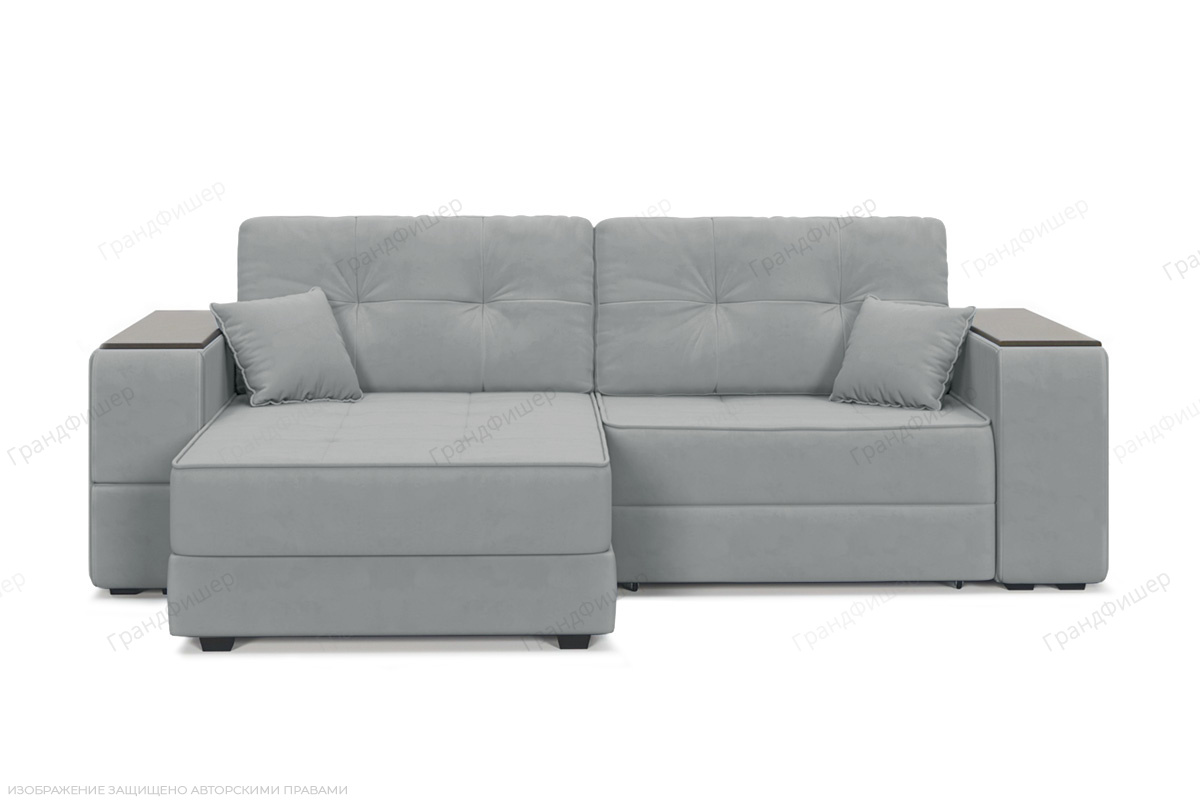 Прямой диван Кайман-5 с ящиками и столом (Киноман) Zara Steel 52 Вид спереди