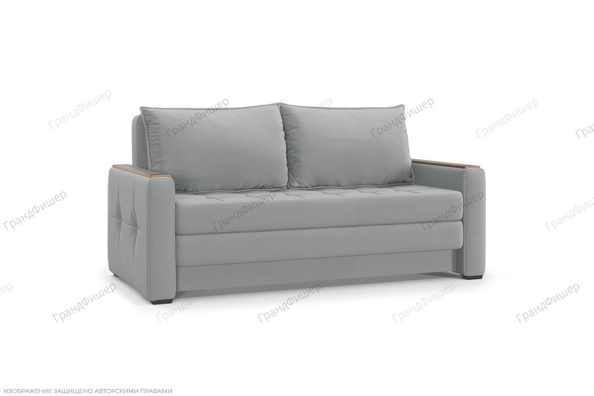 Прямой диван Этро люкс с накладками (спальное 140 см) Zara Steel 52 Вид по диагонали