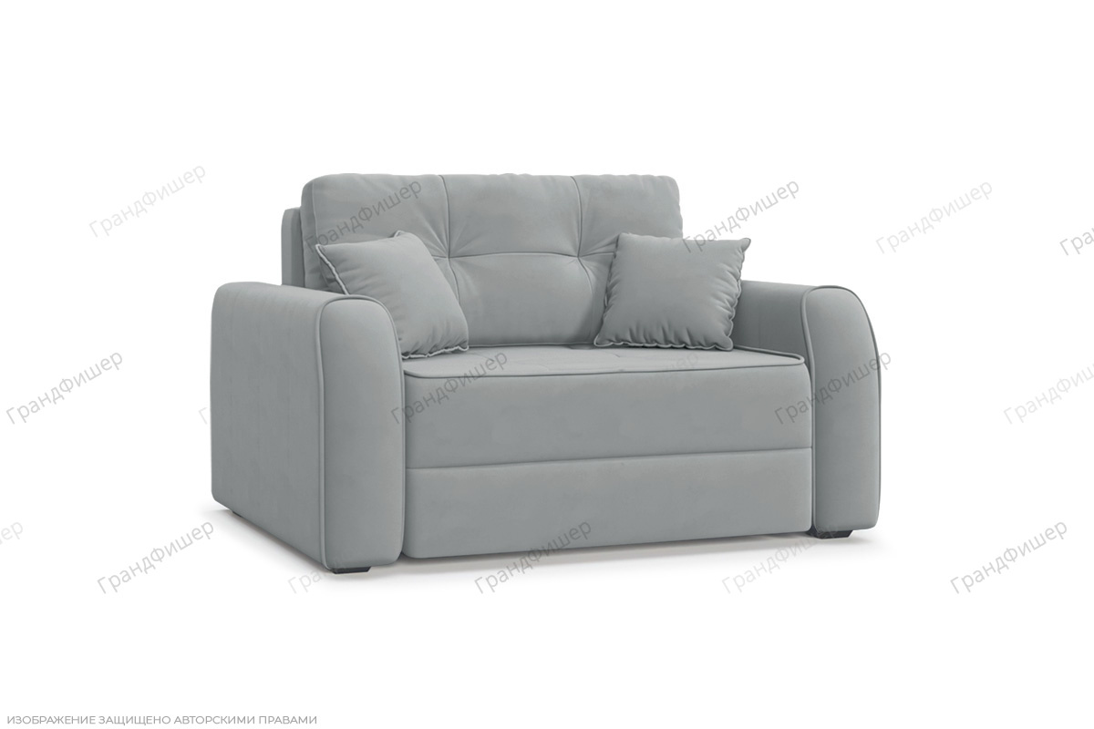 Прямой диван Каймак мини (140 см) Zara Steel 52 Вид по диагонали