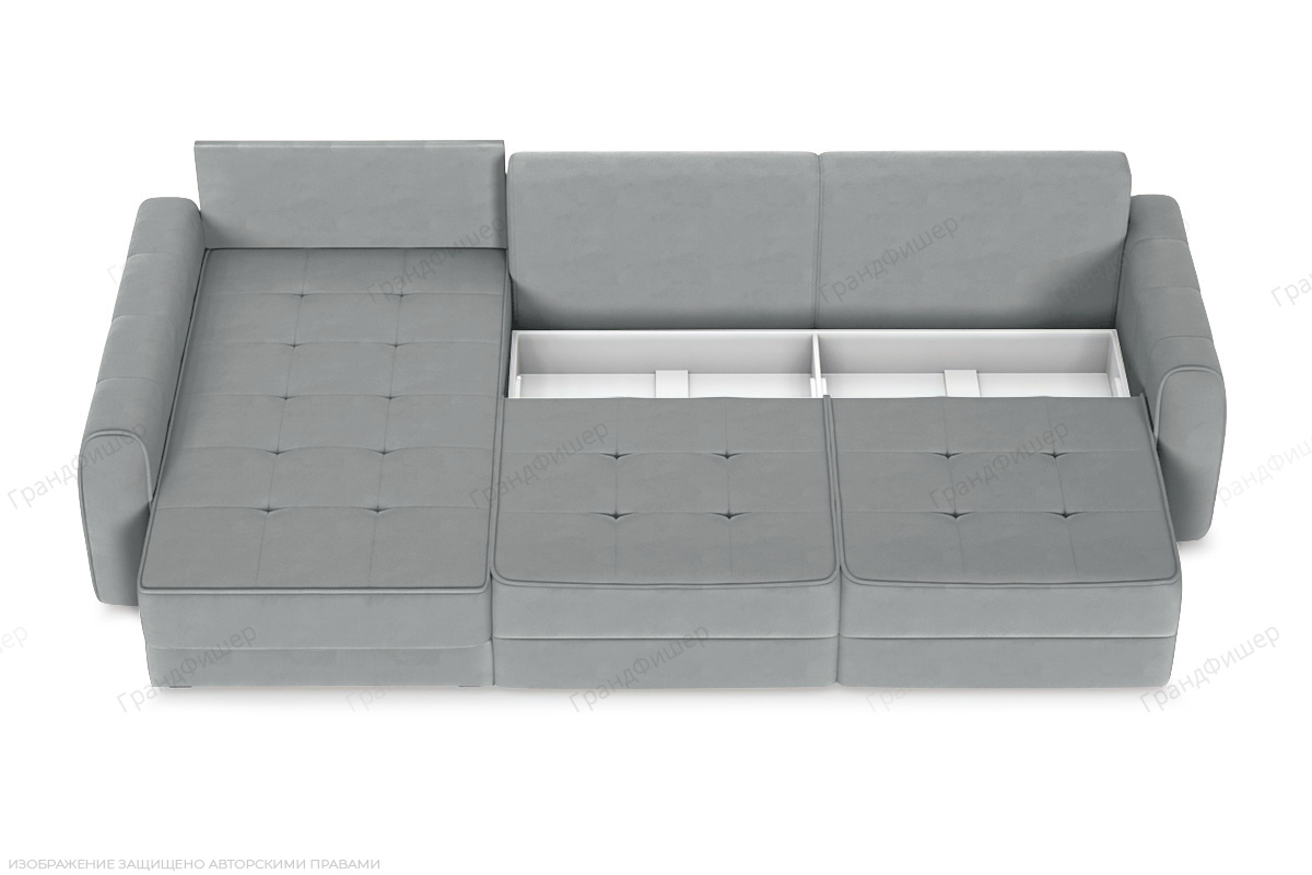 Угловой диван Кайман А2 Zara Steel 52 Ящик для белья