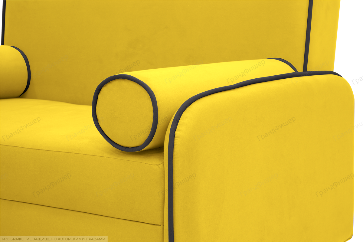 Жёлтый диван Сайли Вэлла 40 (жёлтый) с кантом Подлокотник