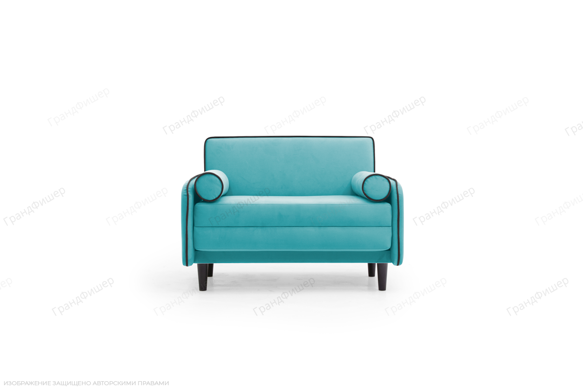 Голубой диван Сайли Вэлла 44 (голубой) с кантом Вид спереди