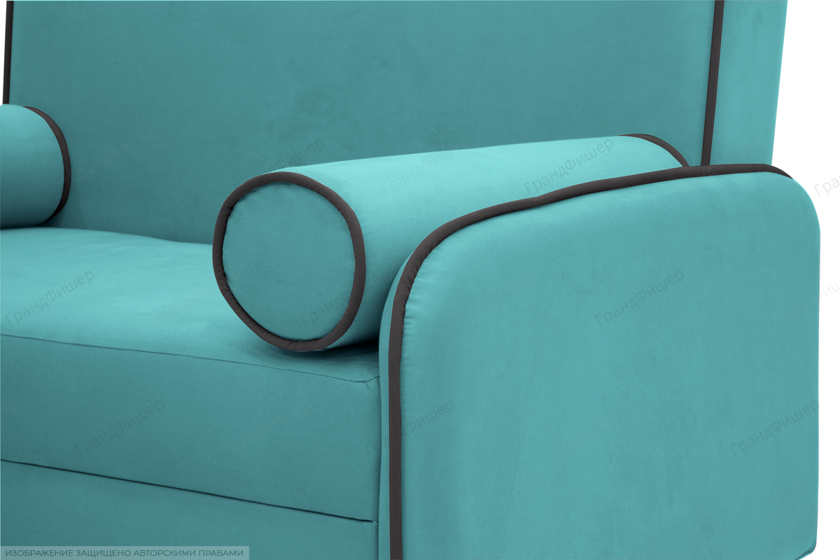 Голубой диван Сайли Вэлла 44 (голубой) с кантом Подлокотник